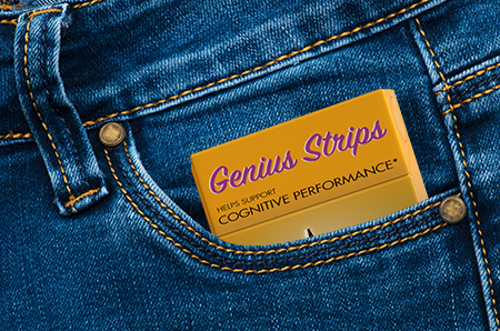 Genius Strips pouch in a back pocket